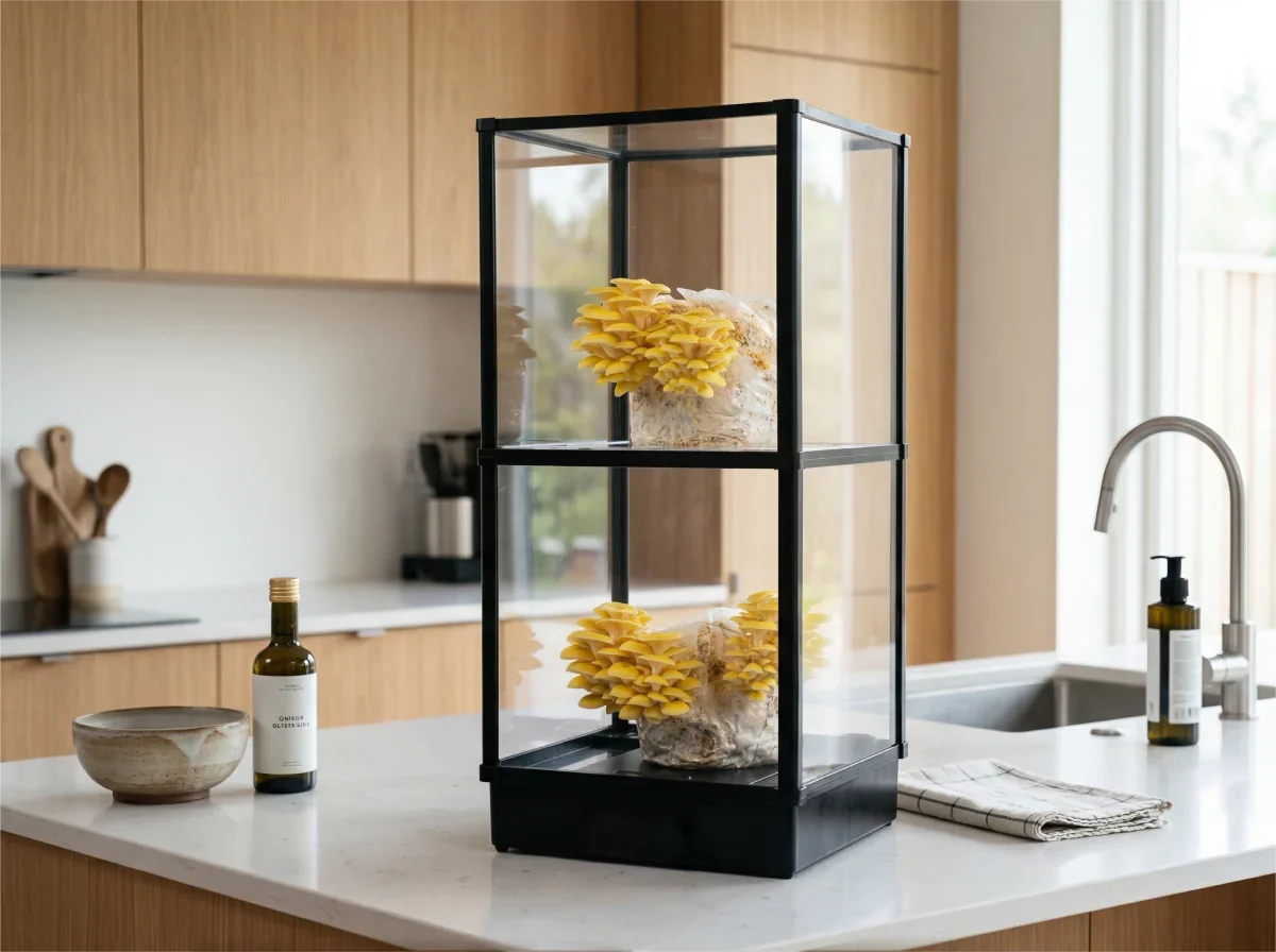 Lykyn Smart Mushroom Grow Box — a real double-tier smart mushroom growing cabinet.