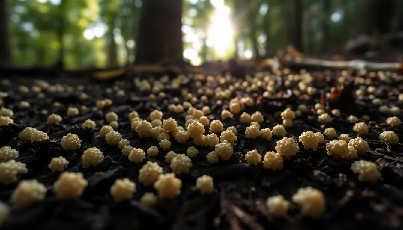Morel mushroom spawn and spores prepared for home cultivation
