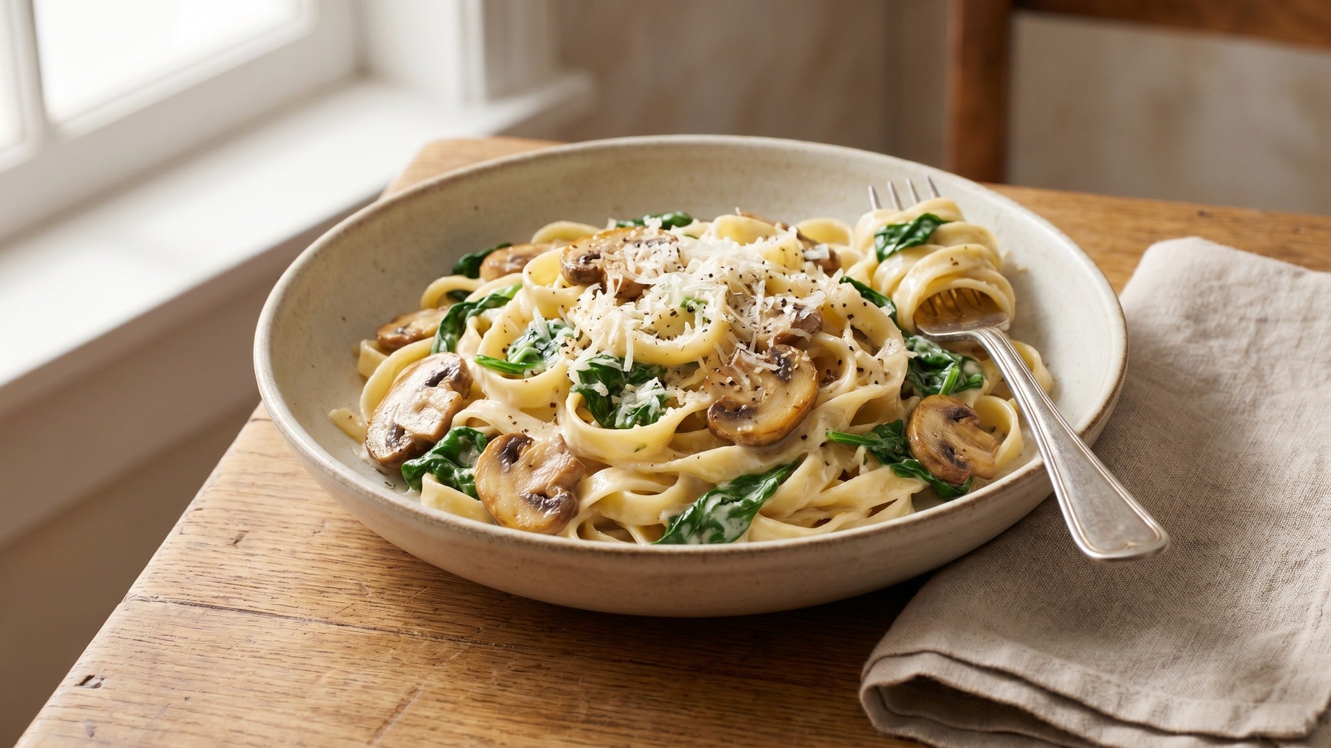 mushroom spinach pasta