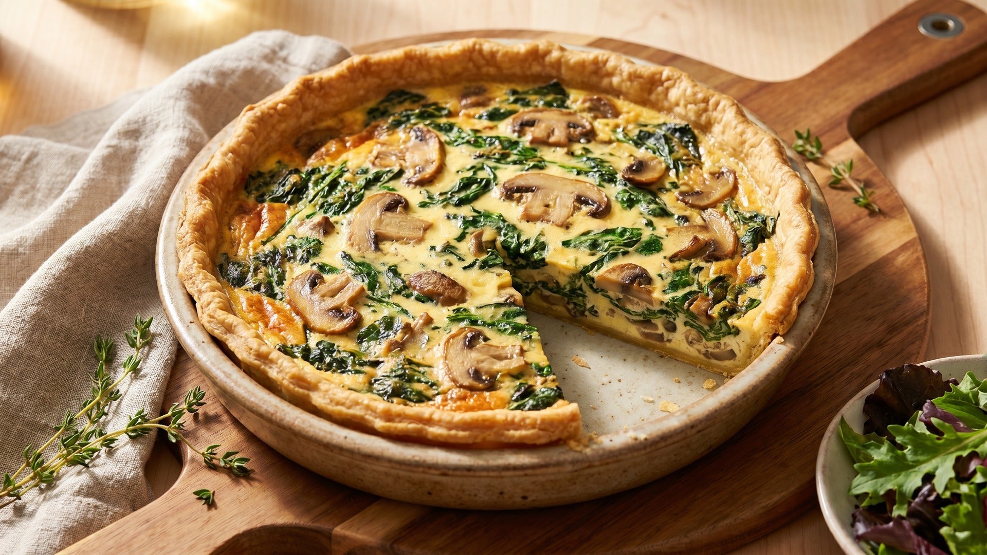 spinach mushroom quiche