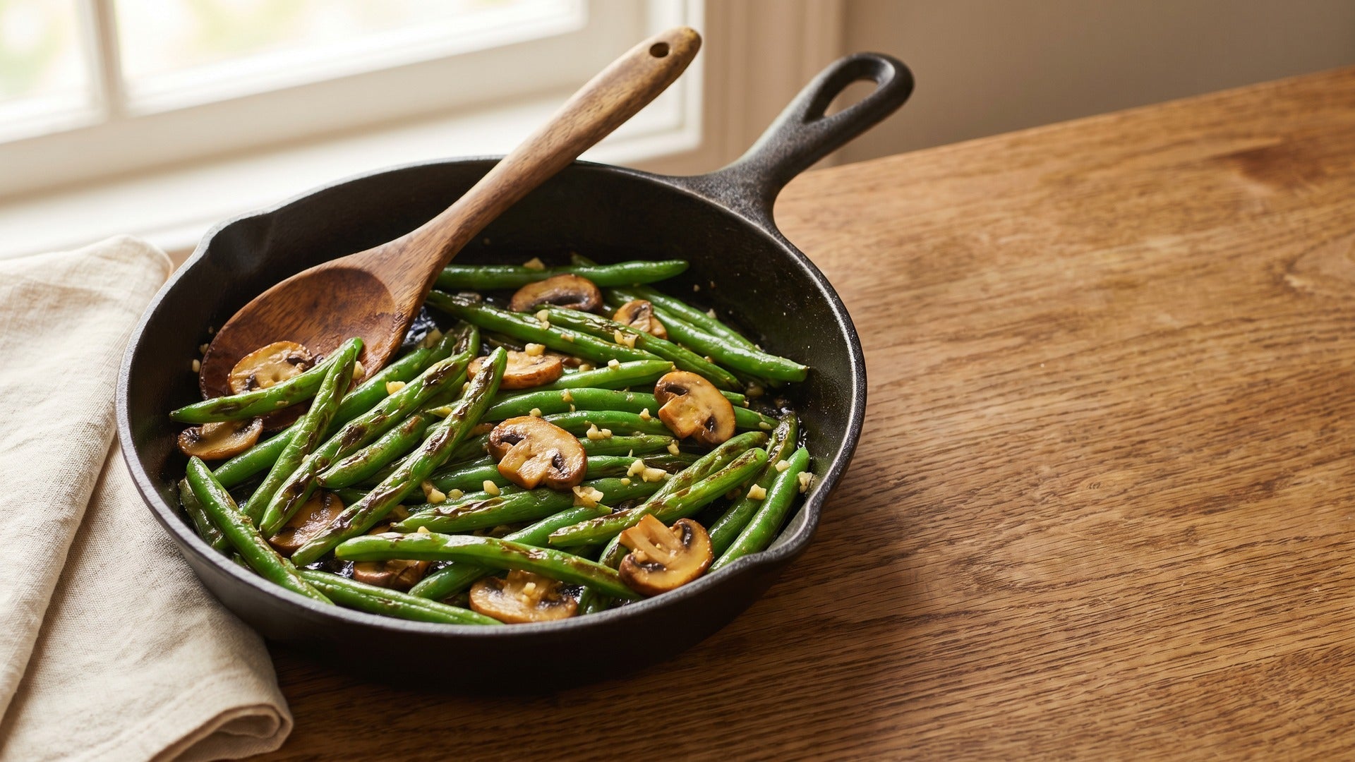 green beans and mushrooms