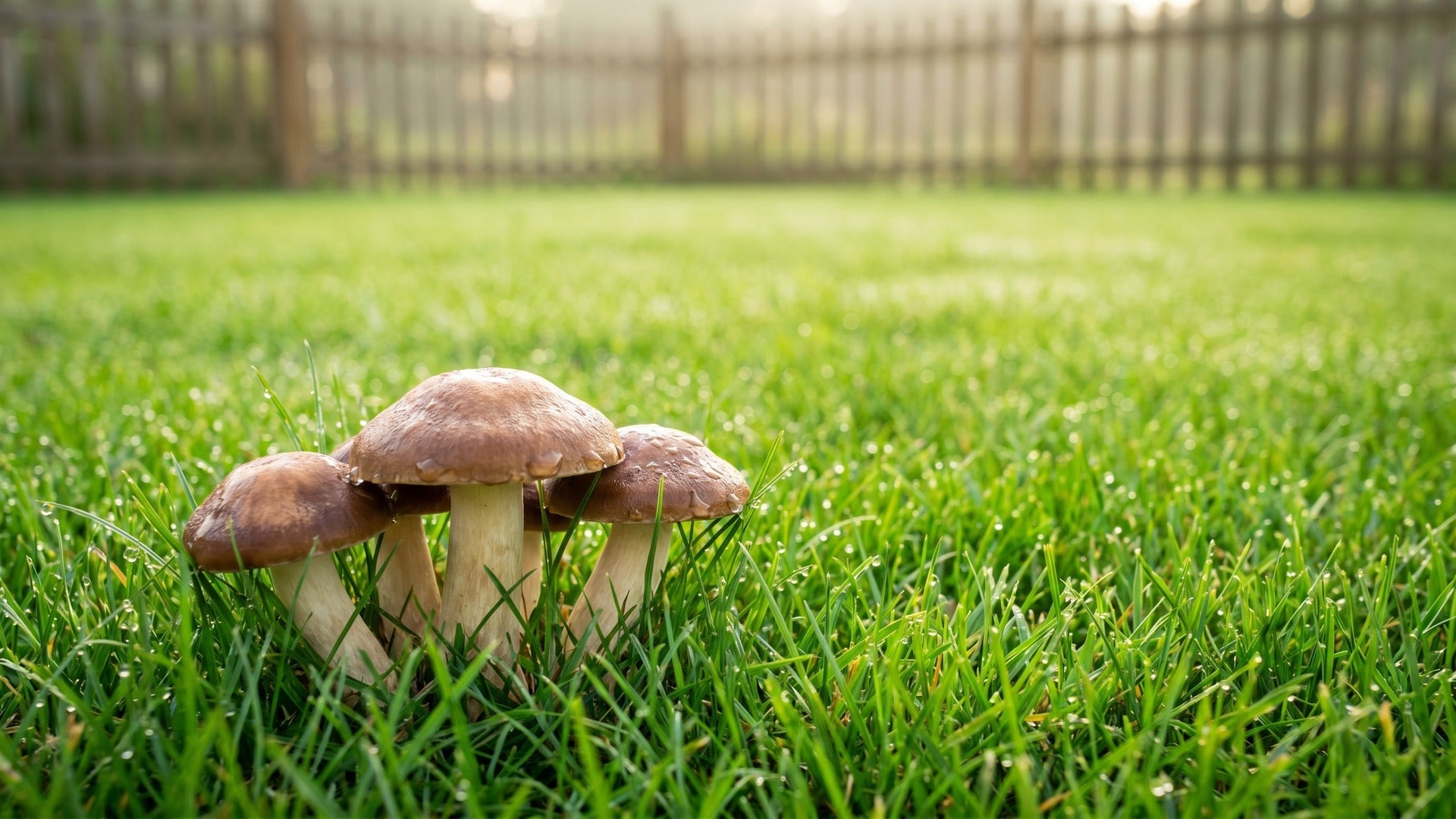 lawn and mushrooms