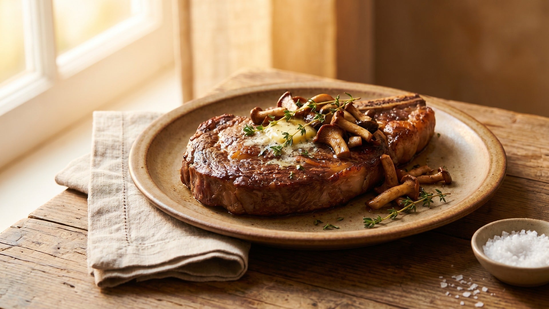 steak and mushrooms