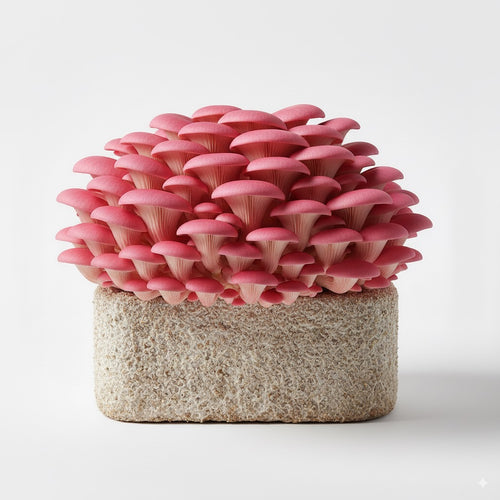 Pink Oyster mushroom, harvest-ready cluster